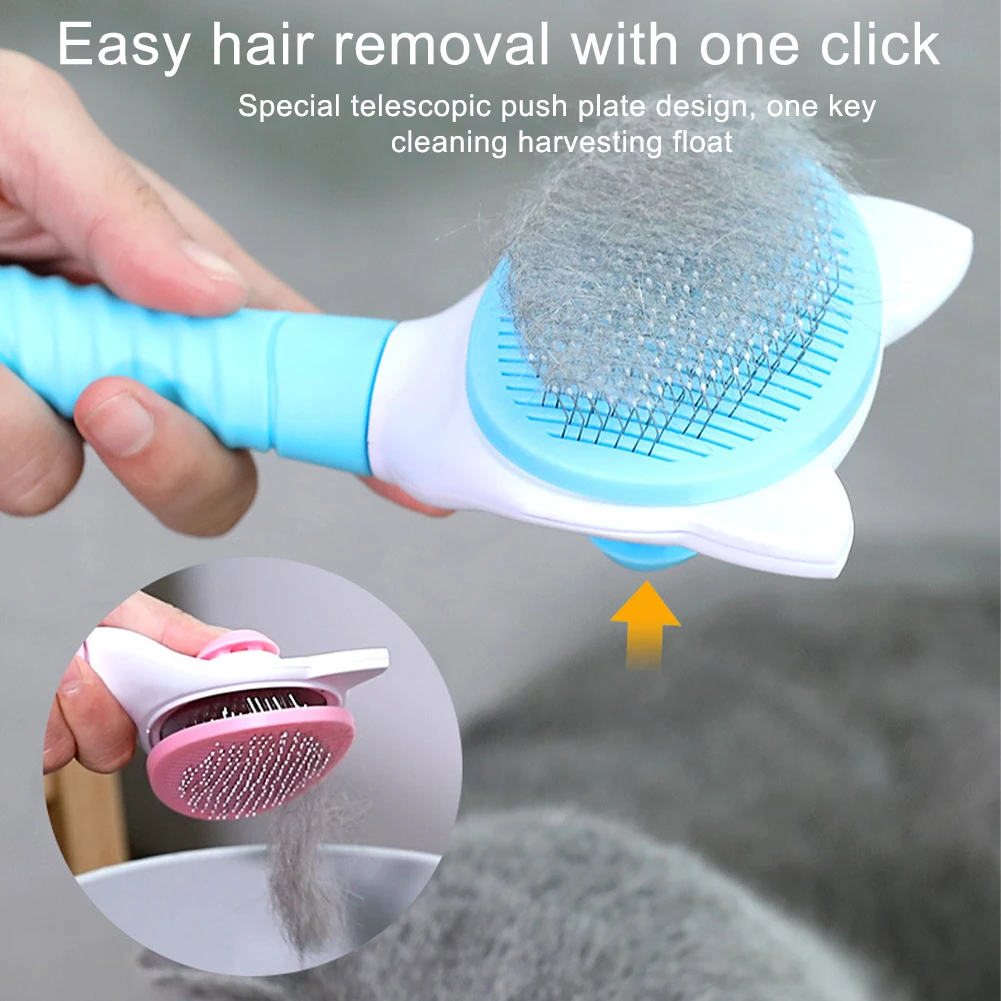 

Hair Remover Bathroom Home Anti Flea Pet Grooming Brush Dog Cat With One Button Lightweight Handheld Portable Stainless Steel