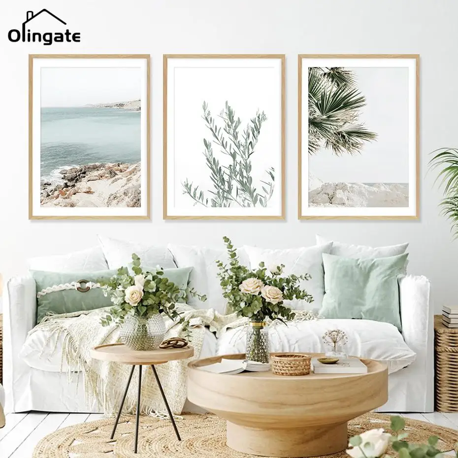 

Boho Beach Ocean Palm Tree Leaves Landscape Canvas Paintings Wall Art Posters and Prints Pictures for Living Room Home Decor