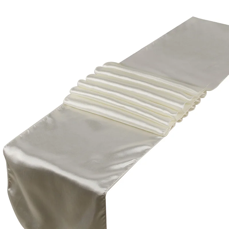 Ivory 25 шт. 30x275 см атласные настольные дорожки, украшение стола для дома, вечерние, свадебные подарки для мероприятий, Рождественское украшение, Банкетный Декор - Цвет: Ivory