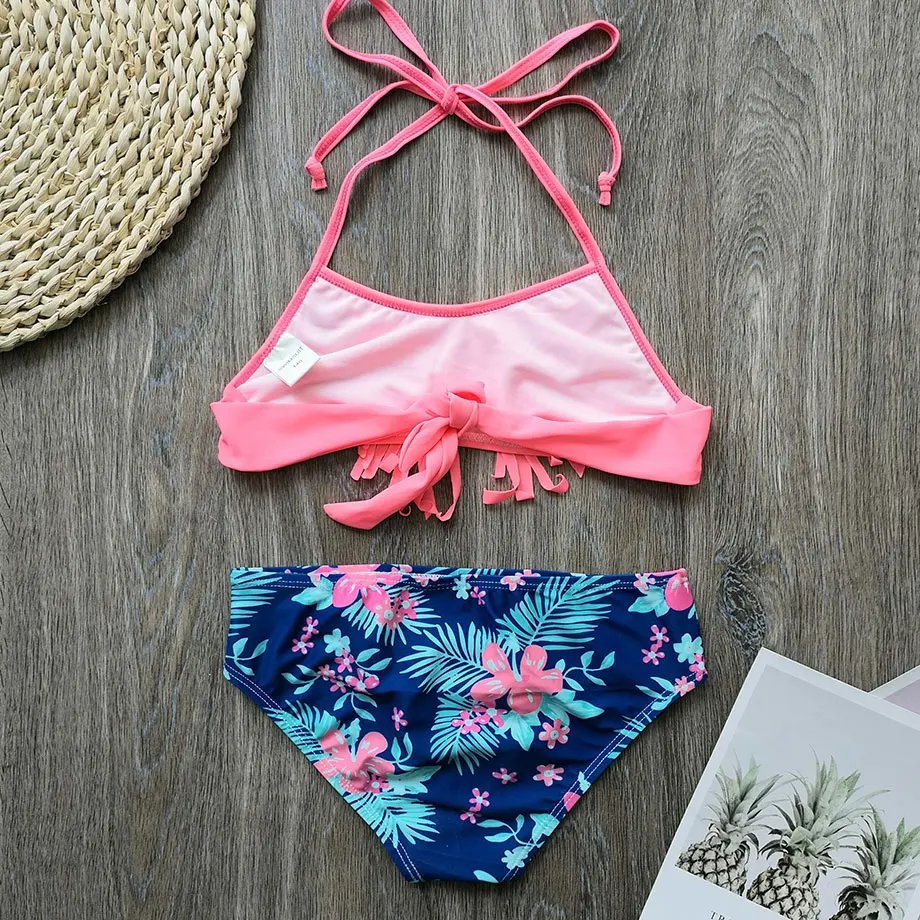 Купальник От 8 до 14 лет с кисточками для девочек детский купальник бикини