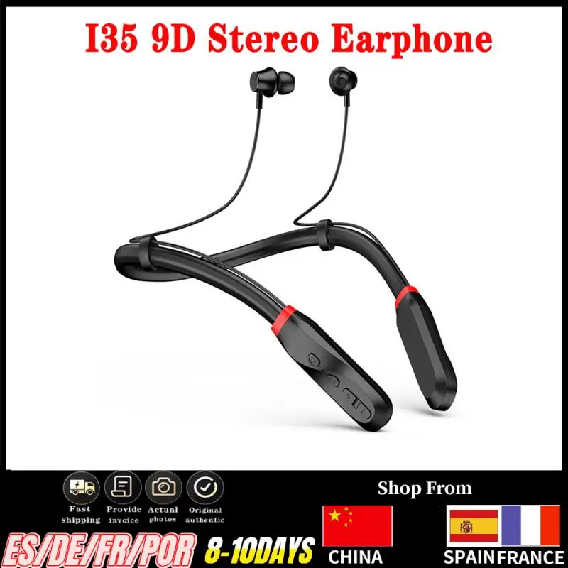 

Стереонаушники I35 Bluetooth 9D, беспроводная гарнитура, спортивные наушники-вкладыши с подвесной шеей, время автономной работы 100 часов