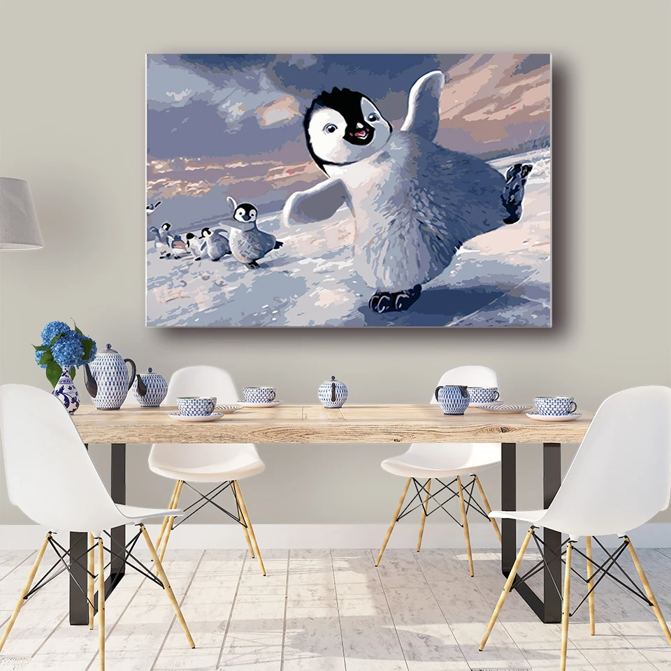 AZQSD масла Краски ing по номерам Пингвин Хо уникальный подарок картины животных