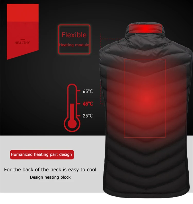 Жилет с USB подогревом для мужчин и женщин зимняя куртка без рукавов электрическим