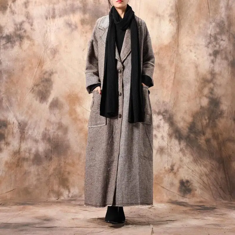 Новинка 2019 года осенне-зимнее модное длинное пальто в клетку с большими