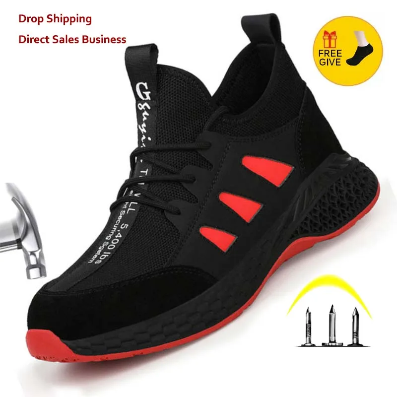 

Work Safety Boots Men Shoes Sneakers Breathable Anti-Smashing Lightweight Work Boots Indestructible Sneakers With Steel Toe Cap