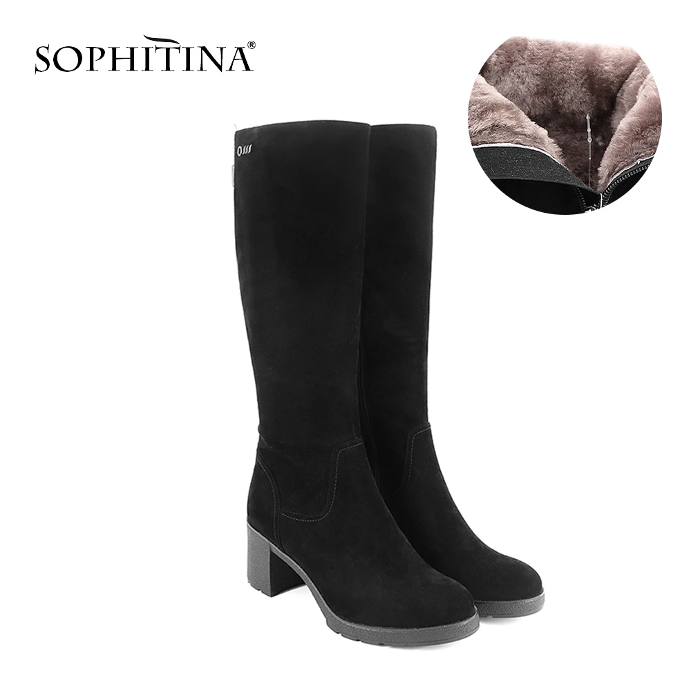 SOPHITINA/Зимние сапоги 2019г.. Модные и удобные женские из натурального велюра черного