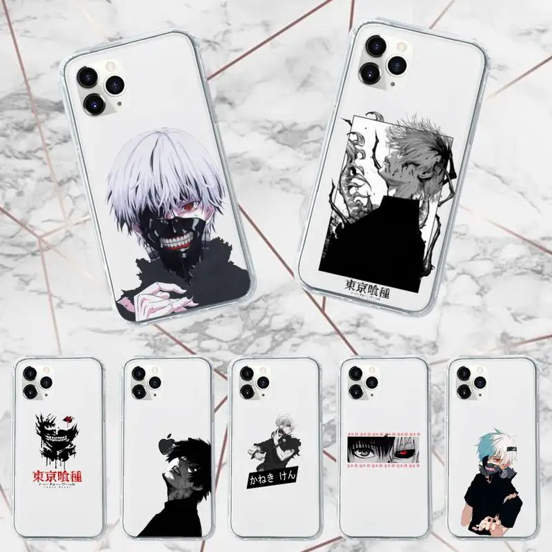 

Anime Tokyo Ghouls terror horror Phone Case Transparent for iPhone 7 8 11 12 13 mini pro X XS XR MAX Plus