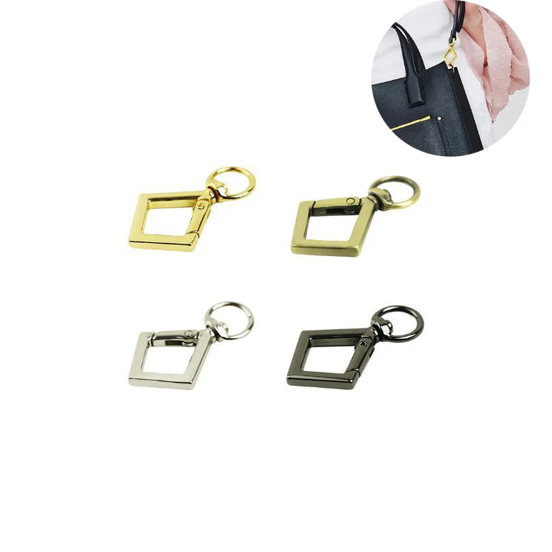 

HIBERNI 6PCS Metal Rhombic Spring Buckle Bag Shoulder Belt Chain Metal Hanging Buckle Bag Hardware Hanging Plated Spring Ring