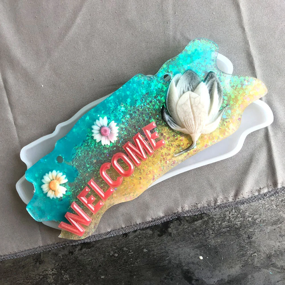 

Doorplate silicone mold DIY crystal ab Epoxy listing doorplate Doorplate listing wooden card Epoxy mol