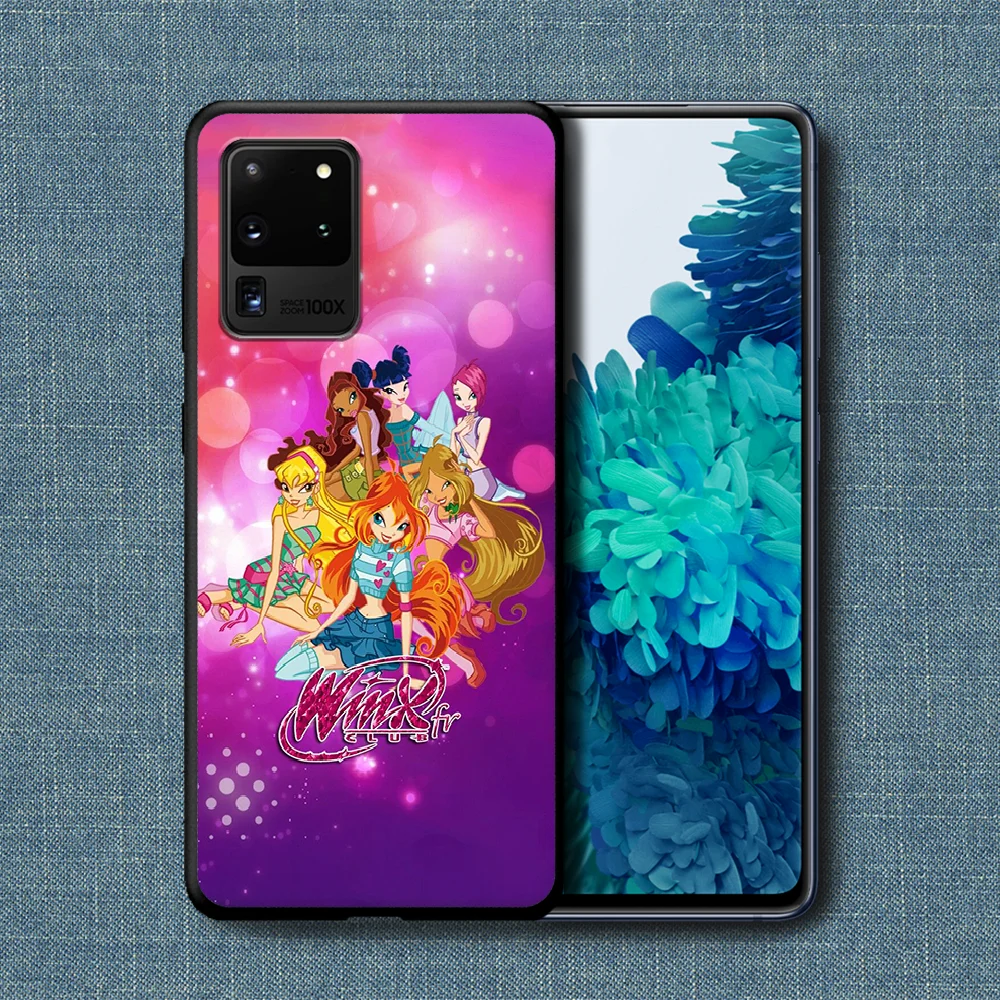 

Winx Clubs Phone Case For Samsung Galaxy Note S 8 9 10 20 Plus E Lite Uitra black Waterproof Tpu Cover Trend Funda Fashion Coque