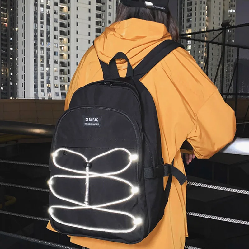Женский нейлоновый рюкзак светоотражающий rop студенческий ночной школьный сумка