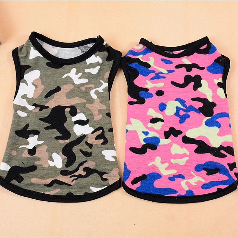 Летняя жилетка для собак маленьких камуфляж домашних животных футболка одежда с
