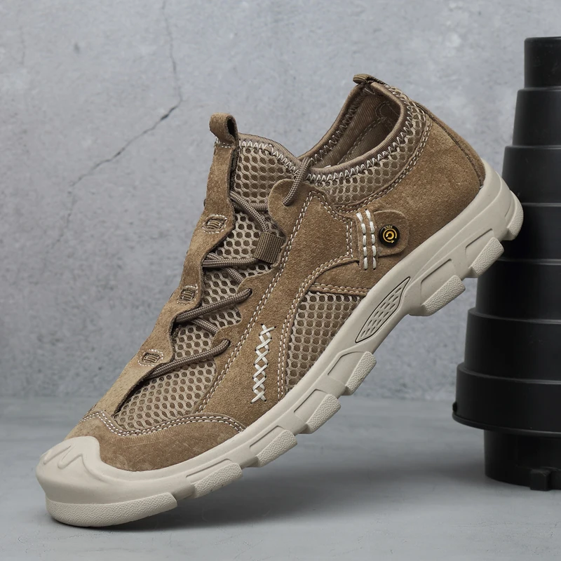 

Мужские сетчатые туфли, дышащие слипоны, толстая подошва, удобные, летняя повседневная обувь, для походов