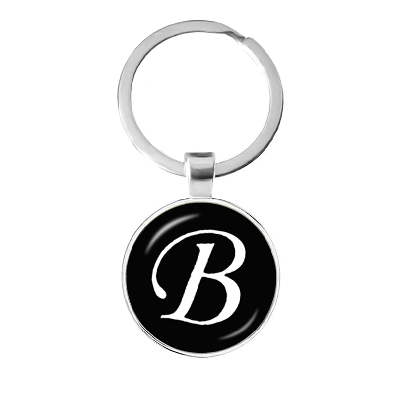 Классический черный A-Z 26 Английских Букв брелок с простым начальным именем
