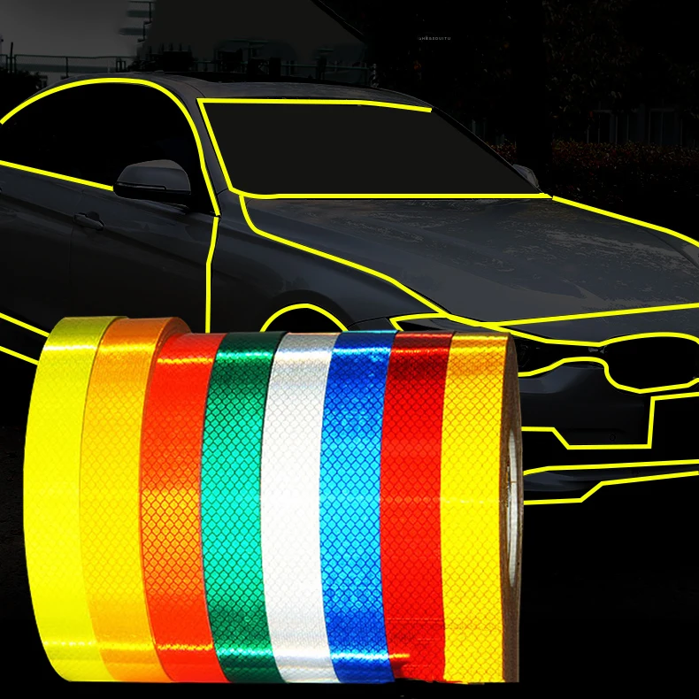 

100cmx5cm Car Motorcycle Reflective Warning Tape Sticker Warning Light Protective Film Stickers Strips for Bicycle Night Safety