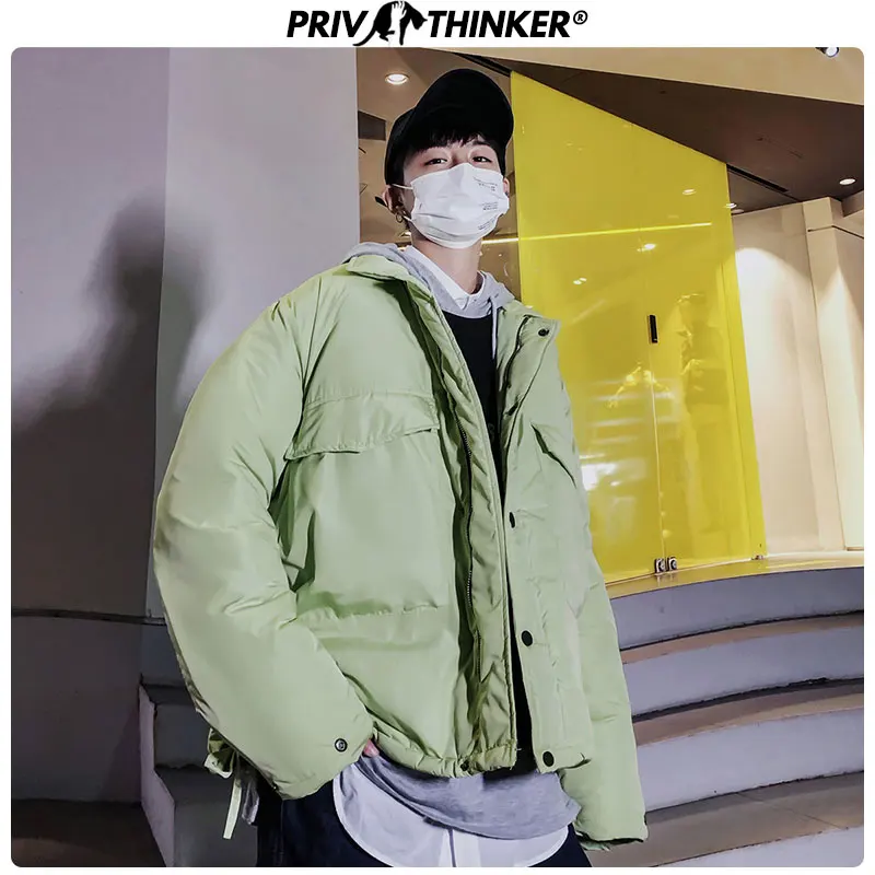 Privathinker мужские 2019 новые зимние теплые модные куртки парки однотонные свободные