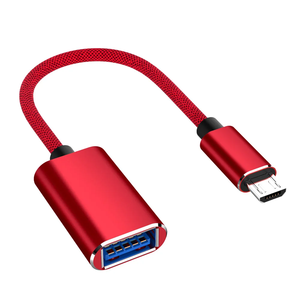 Красный Micro USB OTG кабель Android USB мужчина к USB 3,0 Женский металлический конвертер для samsung huawei U диск мышь USB3.0 Micro USB к OTG - Цвет: Красный