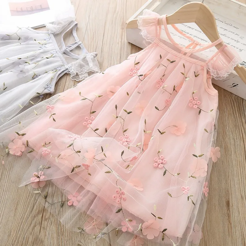 Летнее свадебное платье для девочек белое кружевное принцессы с цветами|Платья| |