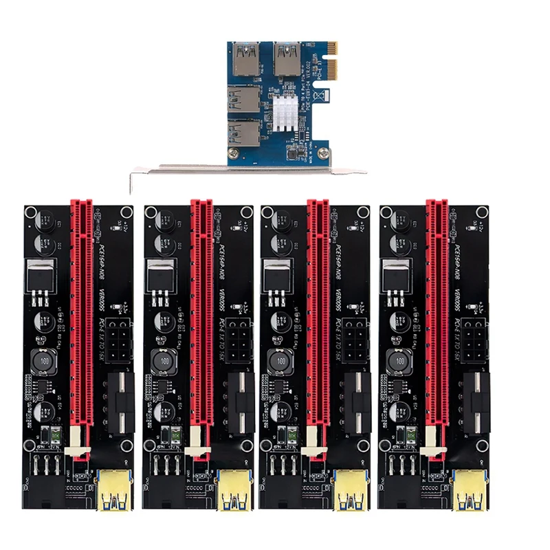 4 шт. PCI-E Экспресс 1X до 16X Райзер 009S адаптер карты PCIE 1 на 4 слота порт множителя карты для майнинга биткоинов BTC от AliExpress RU&CIS NEW