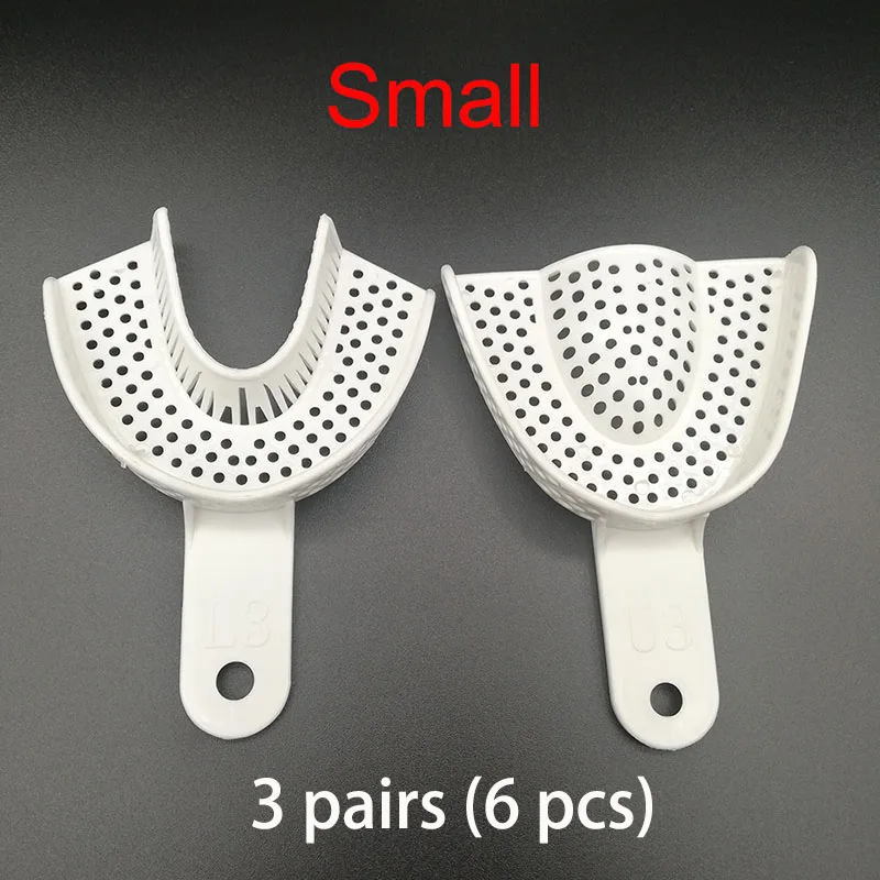 3pairs S (6pcs) 10 шт./компл. для зубных слепков пластмассовые лотки без сетчатый лоток стоматологические инструменты стоматология лабораторный Материал зубной держатель Лотки - Color: 3pairs S (6pcs)