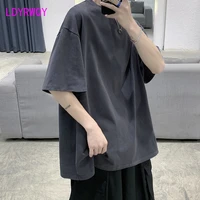 ldyrwqy 2021 new summer japanese and korean loose casual solid color round neck short sleeved fashion t shirt