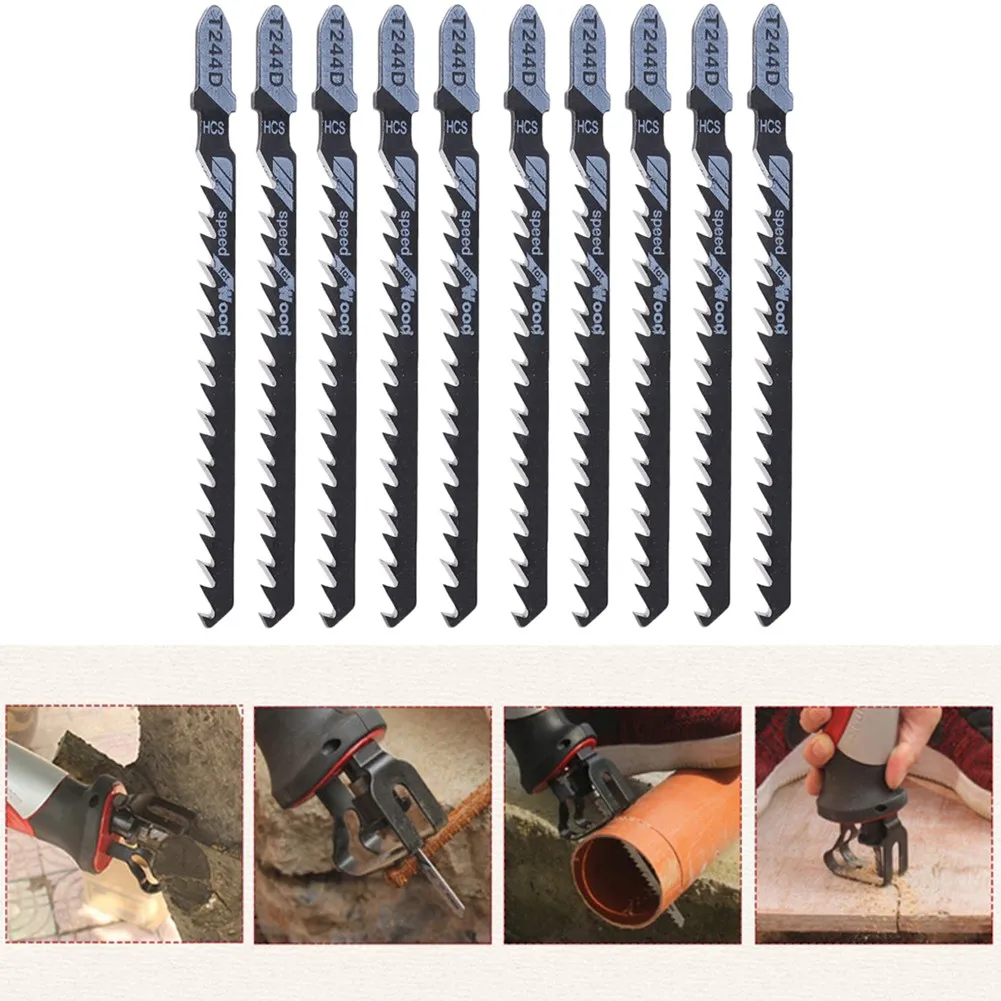 

10Pcs High Carbon Steel Jig Saw Blades T244D For High Speed Wood Board Plastic Cutting Saw Blades For Wood Board Cutting