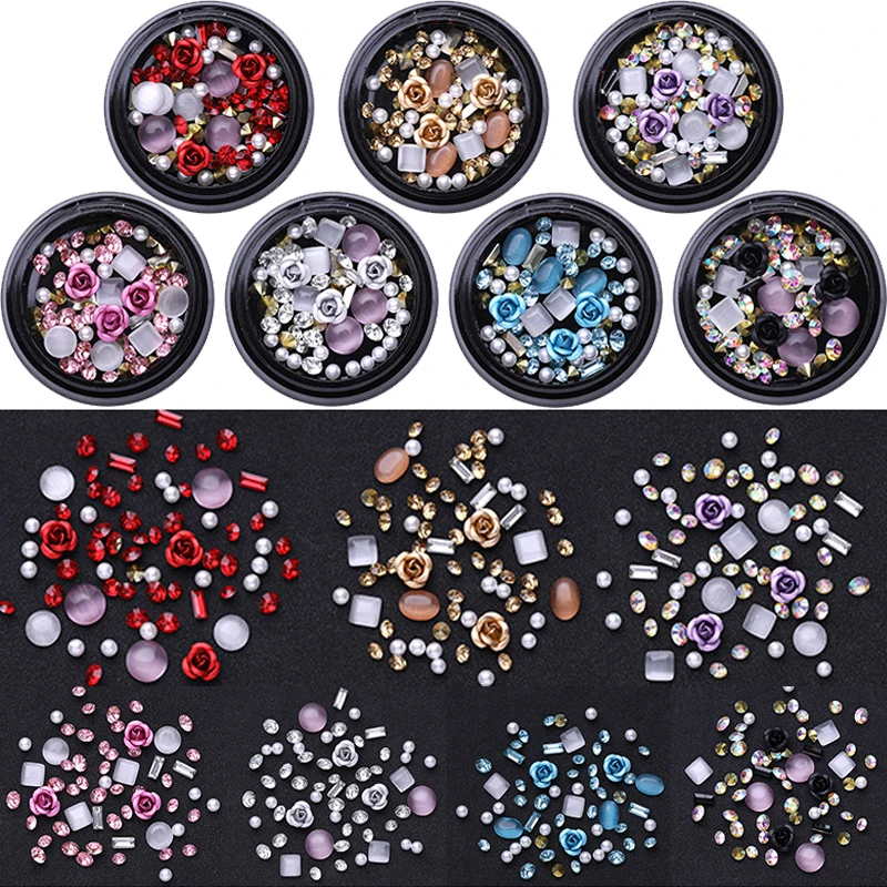 

Nail Art Diamonds Flashing Flowers Mixed Trapezoid Rectangle Flat Bottom Shaped Crystal Nail Art Diamond Jewelry Nail Rhinstones