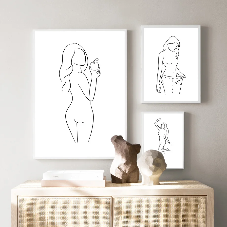 

Minimalist Abstract Line Body Sexy Lady Nordic Posters And Prints Wall Art Canvas Painting Wall Pictures For Living Room Decor