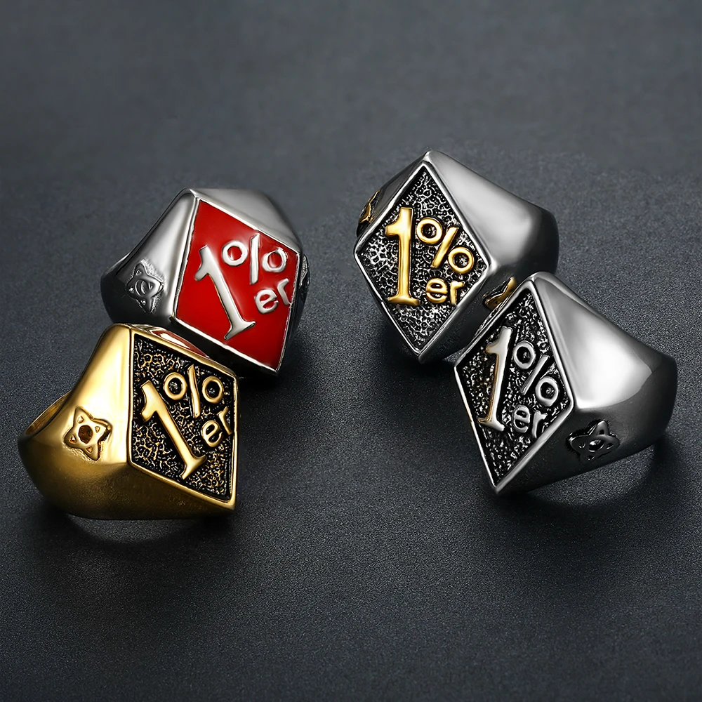 Shengmei Newest Golden Silver Color 1%er Men Rings Stainless Steel Gothic Handsome Party Men's Jewelry | Украшения и