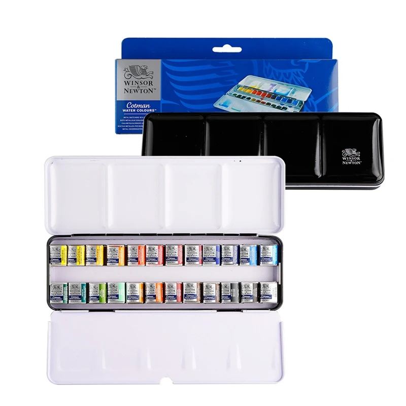 Winsor & Newton cotman однотонный акварельный пигмент 12/24 цветов половина кастрюли