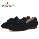 Черные замшевые туфли Piergitar ручной работы для малышей на день рождения, классические дизайнерские туфли с кисточками, детская обувь с красной подошвой, кожаные стельки