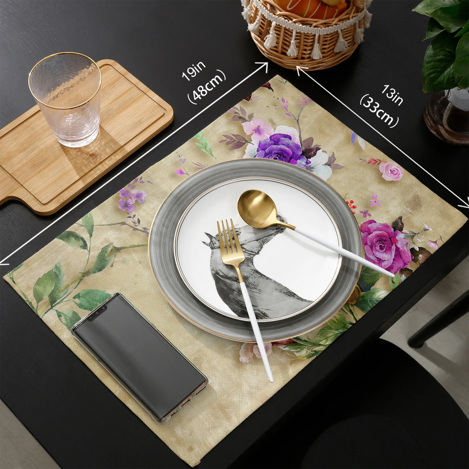 

Morning Glory Retro Flower Abstract Table Runner Set Wedding Table Decoration Home Kitchen Dining Table Decor Tablecloth