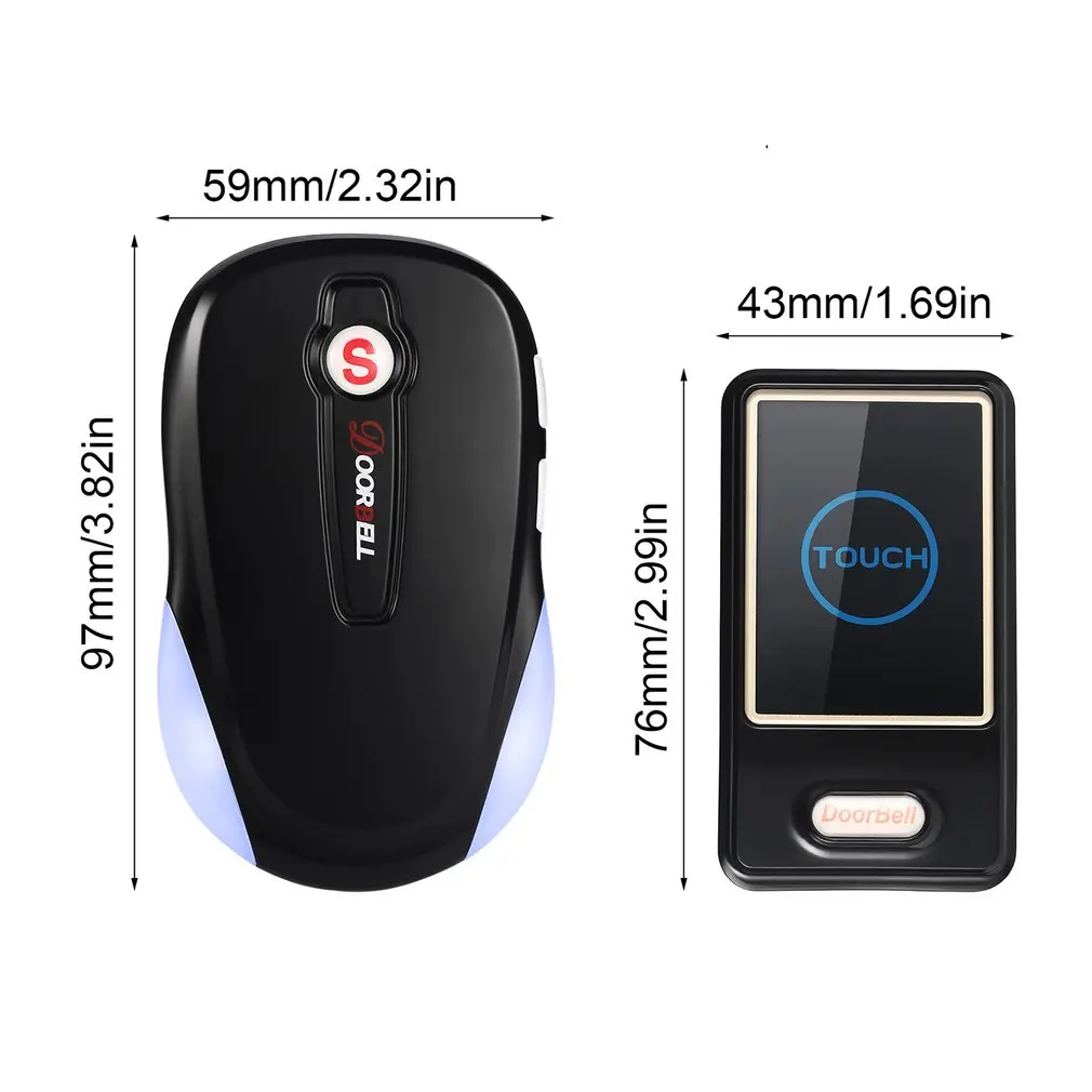 

Energy Saving one Touch Sensor Button Ultra-long Distance Control Optional Waterproof Transmitter Wireless Digital Doorbell