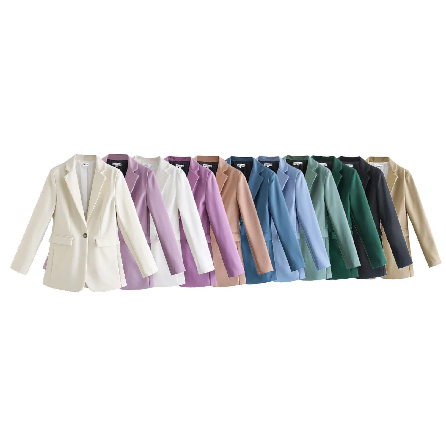 

Ladies Single Button Blazer Retro Casual Long Sleeve Pockets Notched Collar Back Vent Fashion Office Jacket Women tangada traf