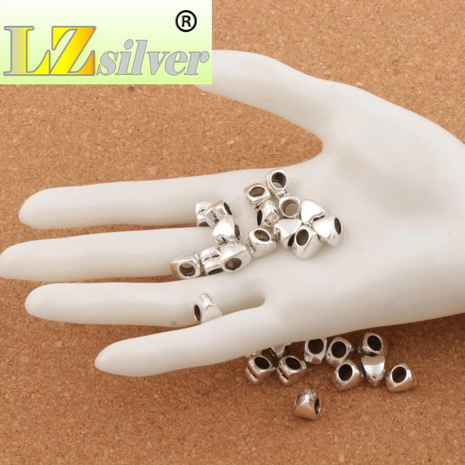 Smooth Heart Alloy Big Hole Beads 120pcs 8.2x8.5 mm zinc alloy Fit European Charm Bracelets L1268