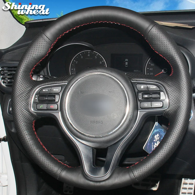 

Black Genuine Leather Steering Wheel Cover for Kia K5 2016 Sportage 4 KX5 2016
