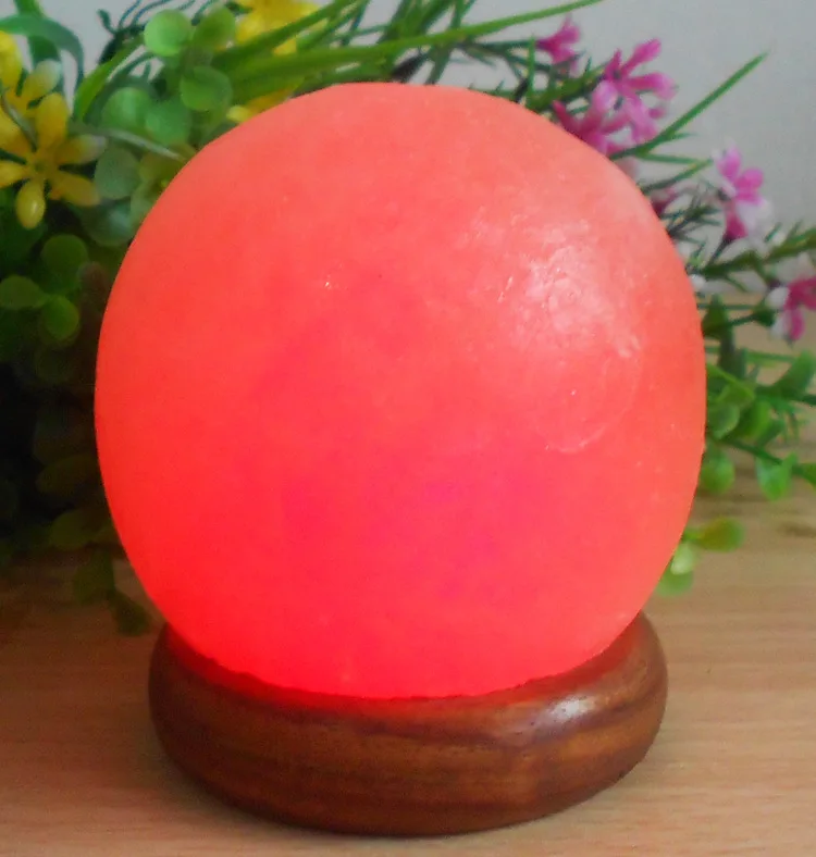 Ночник с питанием от USB сферическая соляная лампа на деревянной основе