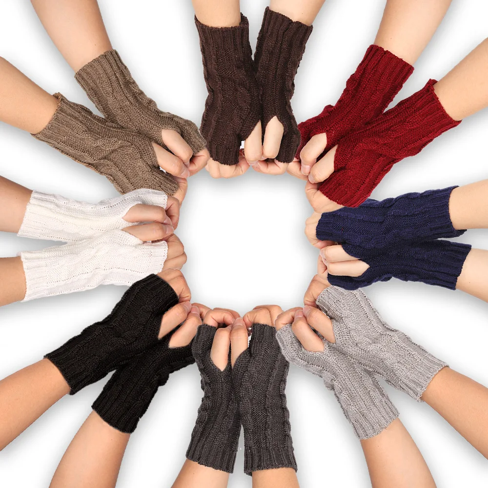 

1 пара модных эластичных коротких перчаток на полпальца для женщин зимние женские митенки на запястье унисекс повседневные подарки без пальцев