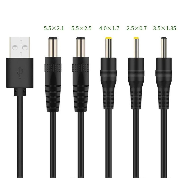 

1m 2m USB to DC 3.0X1.1mm 2.0*0.6mm 2.5*0.7mm 3.5*1.35mm 4.0*1.7mm 5.5*2.1mm 2.5mm 5V 2A DC Barrel Jack Power Cable Connector