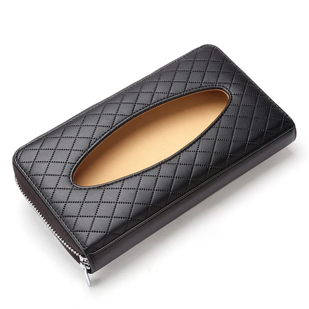 Высококачественная кожаная коробка для салфеток автомобиля Черный Коричневый