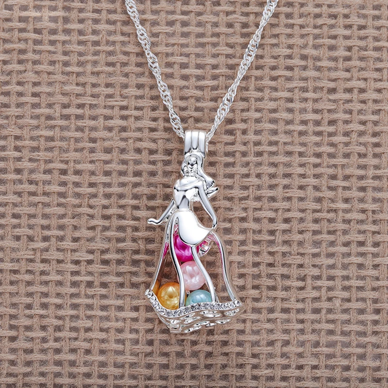 

Harong Mary Poppins Pearl Pendant Custom Cartoon Necklace Trendy Jewelry Long Choker Name Cute Cage Necklace Children DIY Gift