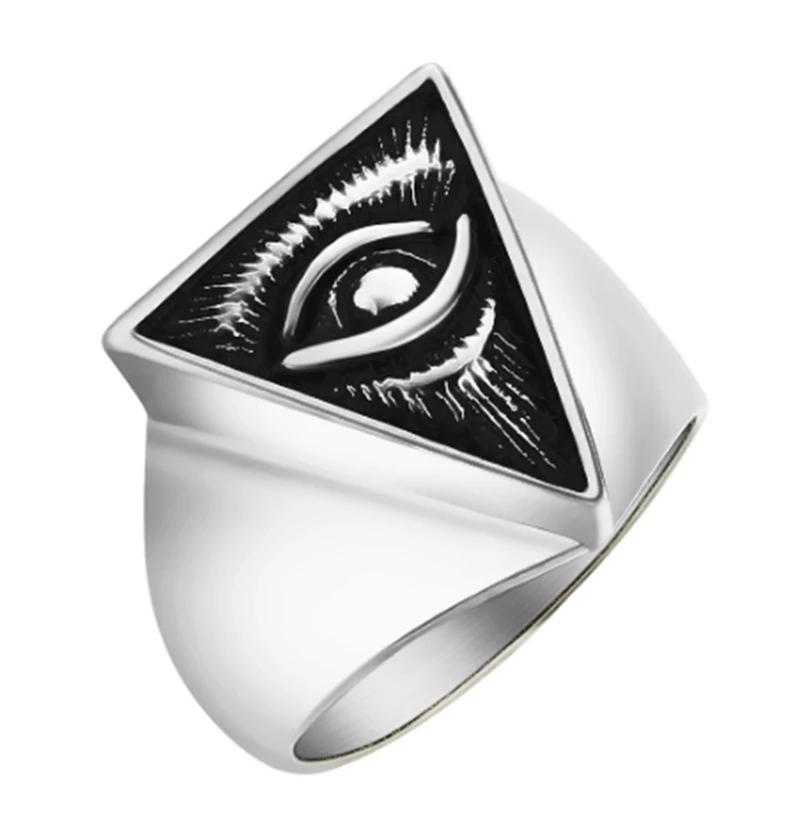

Latest men's rings eye of Horus silver punk light pyramid men's jewelry ring