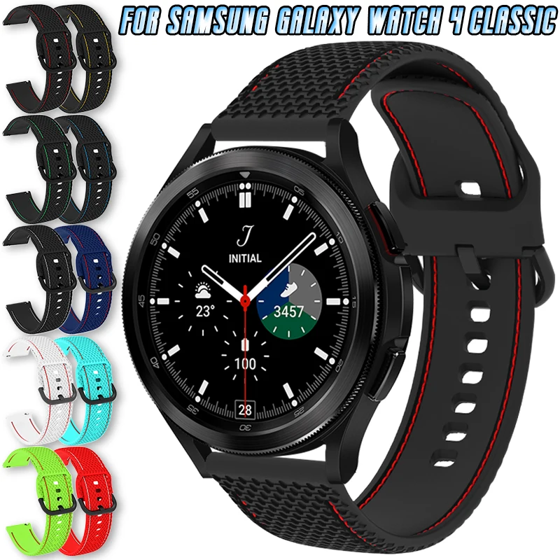 

20mm Silicone Strap For Samsung Galaxy Watch 4 Classic 42mm/46mm Replacement Colored Stripes With Textures Bracelet Accessories