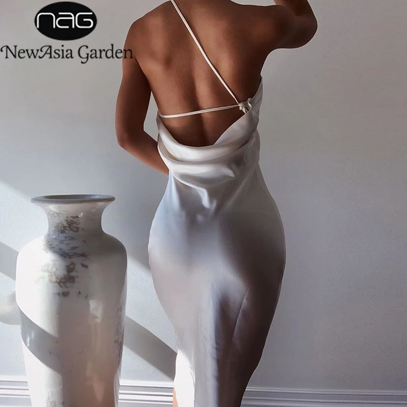 Женское платье с открытой спиной на шнуровке одно плечо элегантное вечернее без