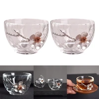 japanese style tea cup heat resistant drinking cup plum flower wine cup kitchen teaware drink cups decorations