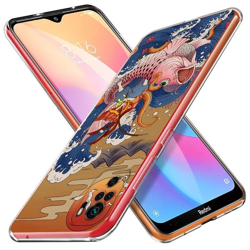 Japanese Style Anime Phone Case For Xiaomi Redmi Note 12 11E 11S 11 11T 10 10S 9 9T 9S 8T 8 Pro Plus 5G Transparent Soft Cover