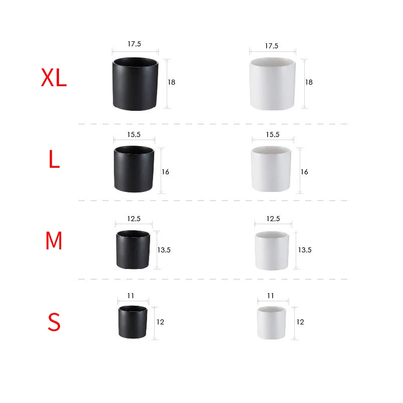 

Nordic Cylindrical Ceramic Flowerpot Matt Black Solid Color Flower Pots Indoor Green Plant Flower Cactus Potted Plant Planter