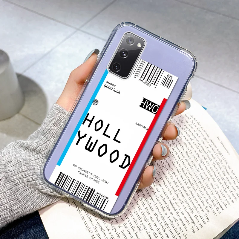 

Fashion Air Ticket QR Code Purple Case For Samsung Galaxy M31 Prime M21s M42 M30s M21 M11 M51 F41 Note20 Ultra Soft Clear Fundas