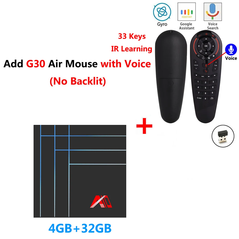 A10 Android 9,0 tv Box 4 ГБ ОЗУ 32 Гб 64 Гб ПЗУ 2,4 г WiFi смарт медиаплеер RK3318 четырехъядерный 2 Гб 16 Гб H.265 4K HDR10 телеприставка - Цвет: 4GB32GB add G30S