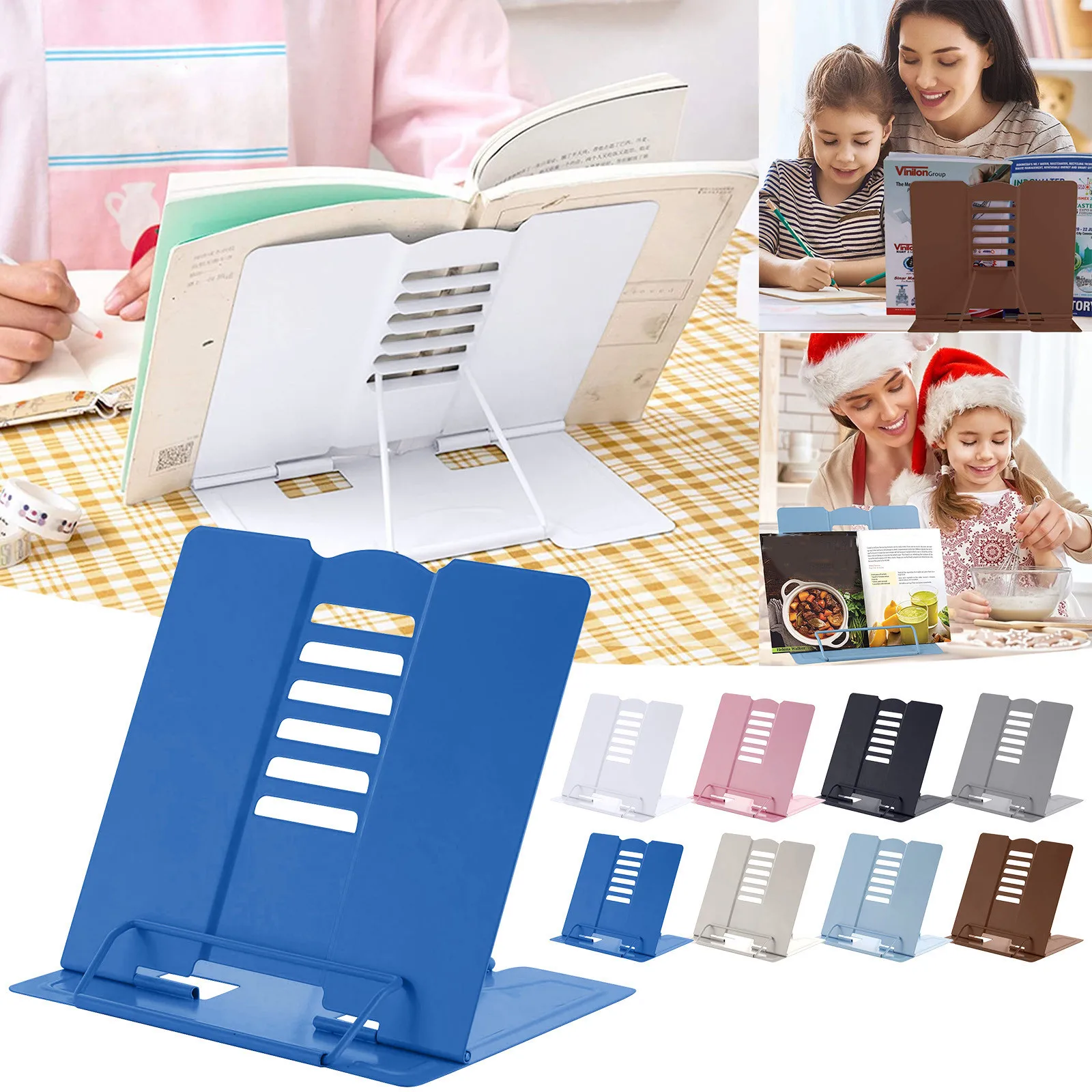 

Portable Metal Adjustable Reading Book Holder Support Document Shelf Bookstand